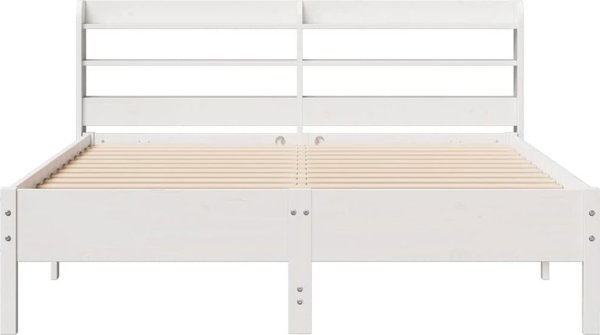 vidaXL Rama κρεβατιού χωρίς στρώμα, λευκή, 140x200 cm, μασίφ πεύκο