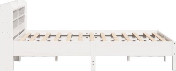vidaXL Rama κρεβατιού χωρίς στρώμα, λευκή, 140x200 cm, μασίφ πεύκο