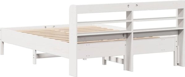 vidaXL Rama κρεβατιού χωρίς στρώμα, λευκή, 140x200 cm, μασίφ πεύκο