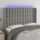 vidaXL Ζαγλόουεκ για κρεβάτι με LED, ανοιχτό γκρι, 147x16x118/128 cm, βελούδο