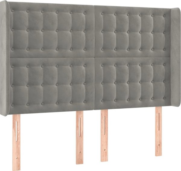 vidaXL Ζαγλόουεκ για κρεβάτι με LED, ανοιχτό γκρι, 147x16x118/128 cm, βελούδο