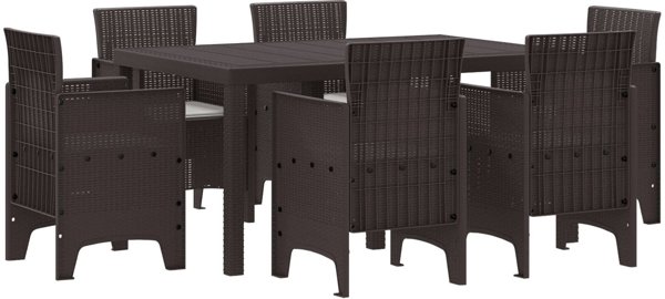 vidaXL Σετ φαγητού κήπου 7 τεμαχίων μπρονζέ Polyrattan