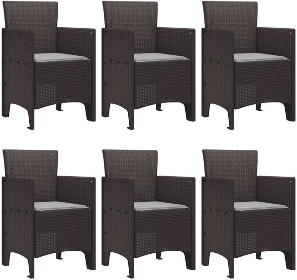 vidaXL Σετ φαγητού κήπου 7 τεμαχίων μπρονζέ Polyrattan