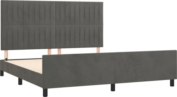 vidaXL Rama κρεβατιού με κεφαλάρι, σκούρο γκρι, 180x200 cm, βελούδινη