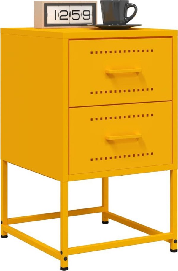 vidaXL Szafki nocne, 2 szt., musztardowe, 36x39x60,5 cm, stal