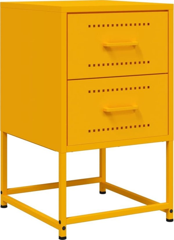 vidaXL Szafki nocne, 2 szt., musztardowe, 36x39x60,5 cm, stal
