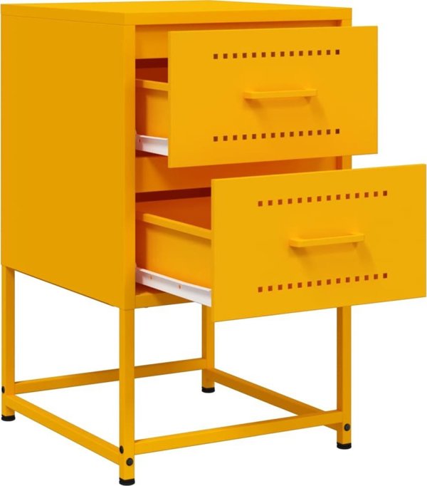 vidaXL Szafki nocne, 2 szt., musztardowe, 36x39x60,5 cm, stal