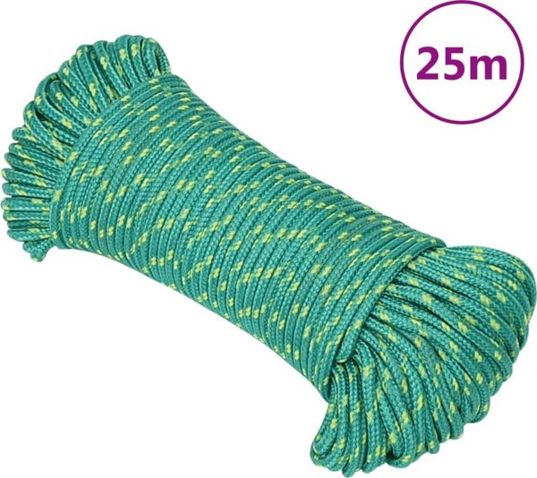 vidaXL Ναυτικο σχοινι, πρασινο, 3 mm, 25 m, πολυπροπυλενιο