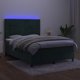 vidaXL Κρεβάτι κοντινεντάλ με στρώμα και LED, πράσινο βελούδο, 140x200 εκ.