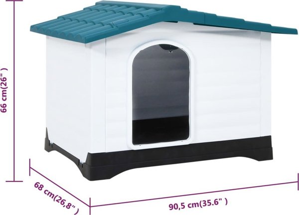 vidaXL vidaXL Buda dla psa, niebieska, 90,5x68x66 cm, polipropylen