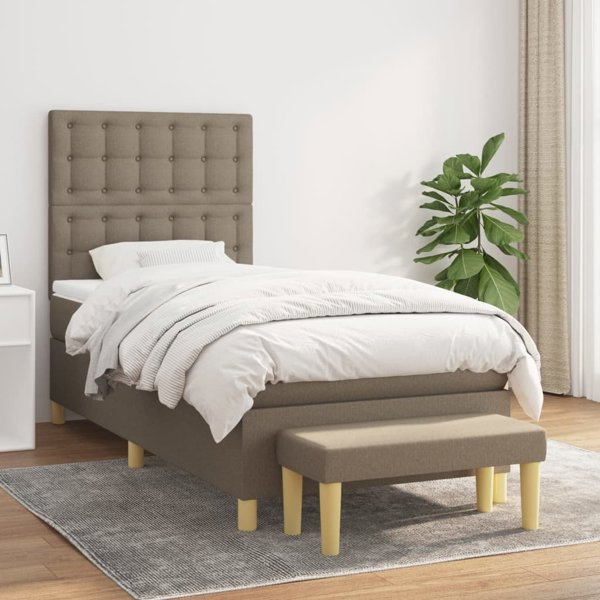 vidaXL Κρεβάτι Continental με στρώμα, ταουπ, ύφασμα, 90x190 εκ