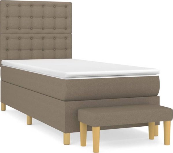 vidaXL Κρεβάτι Continental με στρώμα, ταουπ, ύφασμα, 90x190 εκ