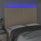 vidaXL Προσκέφαλο κρεβατιού με LED, εκρού, 144x5x118/128 cm, ύφασμα