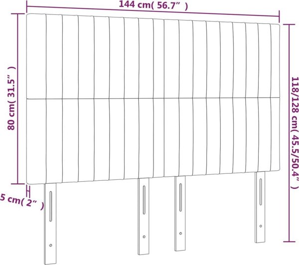 vidaXL Προσκέφαλο κρεβατιού με LED, εκρού, 144x5x118/128 cm, ύφασμα