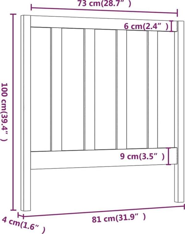 vidaXL Κεφαλάρι κρεβατιού, μελί καφέ, 81x4x100 cm, μασίφ ξύλο πεύκου