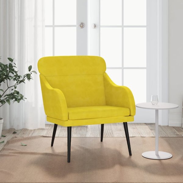 vidaXL Πολυθρόνα, κίτρινη, 63x76x80 cm, επενδυμένη με βελούδο