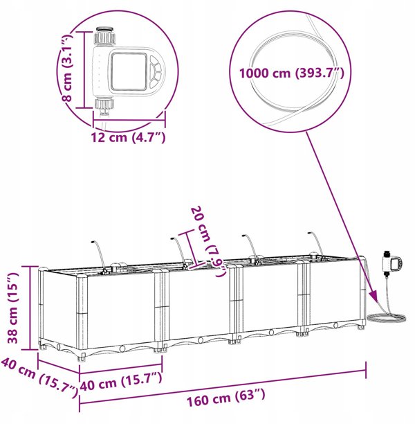 vidaXL Γλάστρες Κήπου με Σύστημα Αυτοποτισμού, 4 Τεμάχια, Ανοιχτό Γκρι