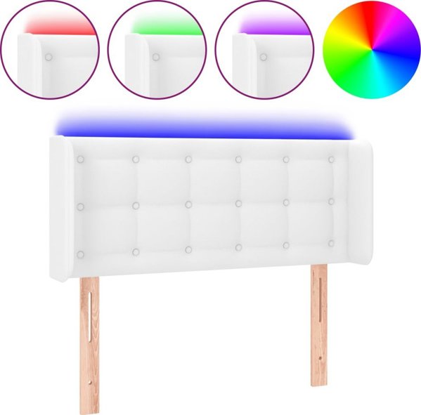 Κεφαλάρι κρεβατιού με LED vidaXL, λευκό, 93x16x78/88 cm, από συνθετικό δέρμα