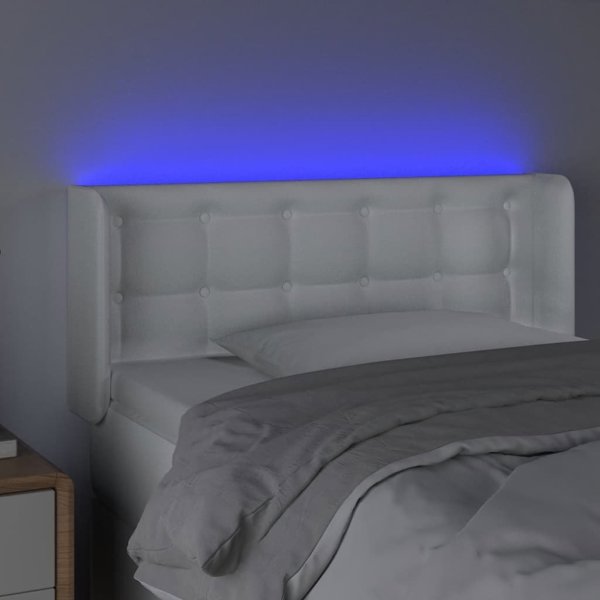 Κεφαλάρι κρεβατιού με LED vidaXL, λευκό, 93x16x78/88 cm, από συνθετικό δέρμα