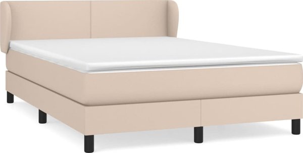 vidaXL Lit kontinental avec matelas, cappuccino, cuir synthétique 140x200 cm