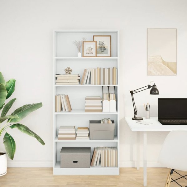 vidaXL Ράφι, λευκό, 80x24x176 εκ., από ξύλινο συνθετικό υλικό