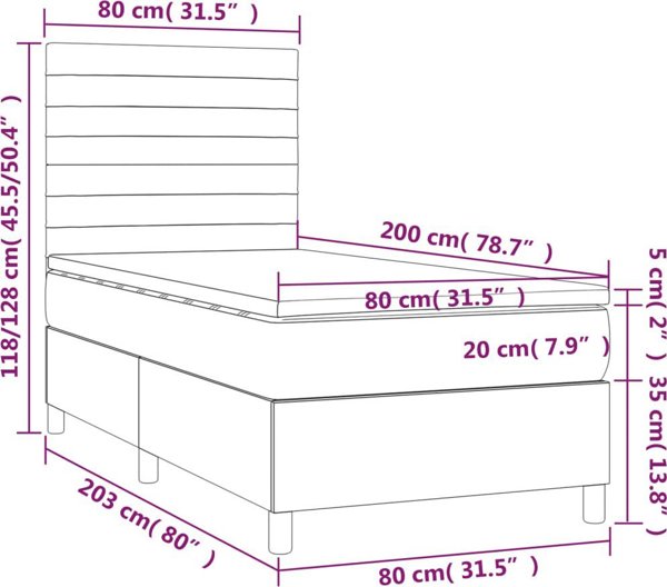 vidaXL Λιτούρας Με Ενσωματωμένο Στρώμα, Σκούρο Γκρι Ύφασμα 80x200 εκ