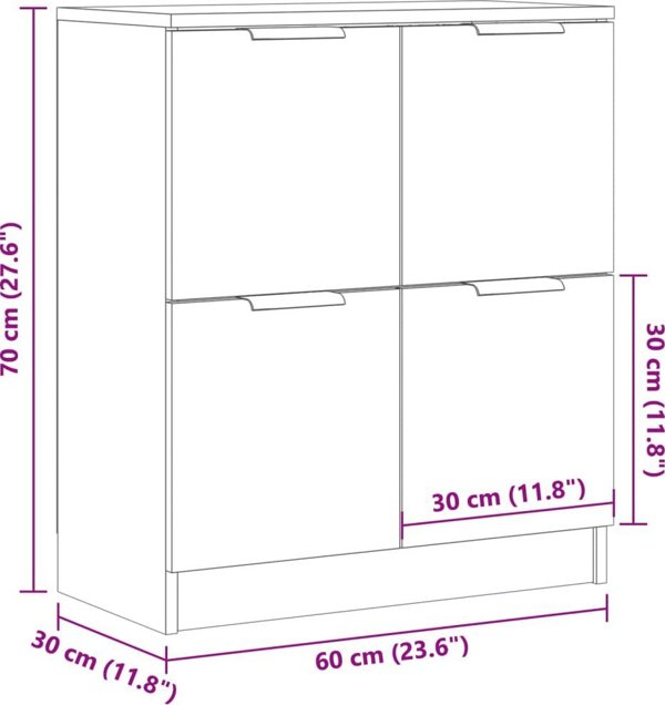 vidaXL Ντουλάπι Παλαιωμένο Ξύλο 60x30x70 cm Υλικό Ξυλοπαραγωγής