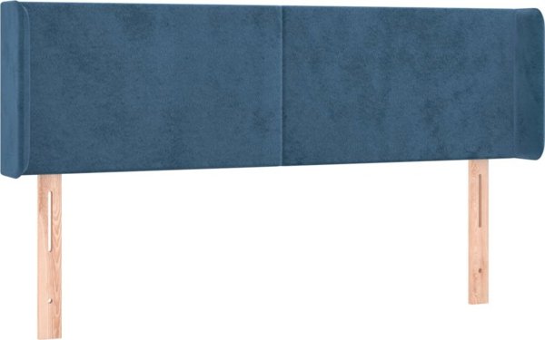 Κεφαλάρι κρεβατιού με LED vidaXL, σκούρο μπλε, 147x16x78/88 cm, βελούδινο