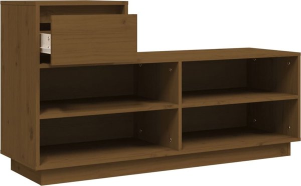 vidaXL Ντουλάπι για παπούτσια, μελί καφέ, 110x34x61 cm, μασίφ πεύκο