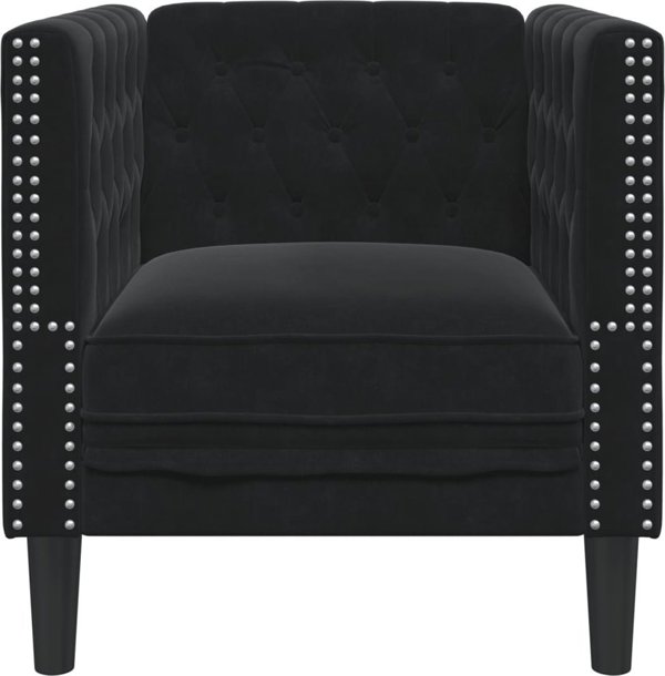 vidaXL Fotel Chesterfield, czarny, tapicerowany aksamitem