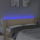 vidaXL Zaglowek do lozka z LED, kremowy, 147x16x78/88 cm, tkanina