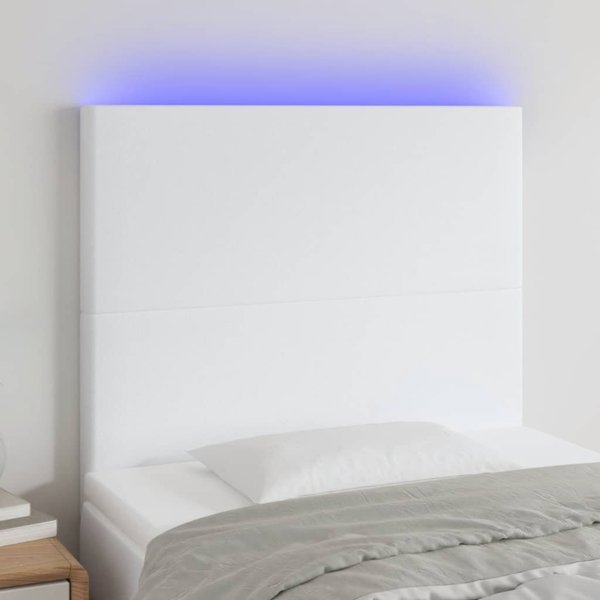 vidaXL Κεφαλάρι για κρεβάτι, λευκό, 90x5x118/128 εκ, τεχνητό δέρμα
