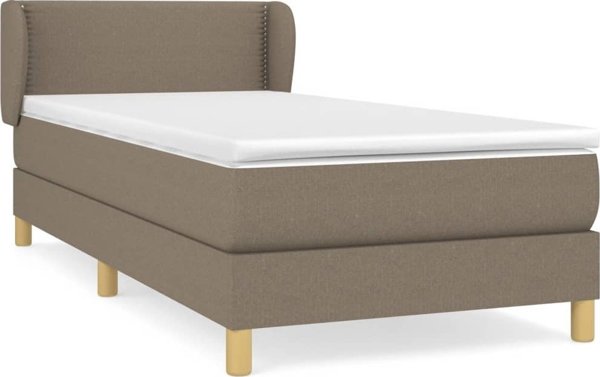vidaXL Κρεβάτι Continental με Στρώμα, taupe, ύφασμα, 90x190 cm