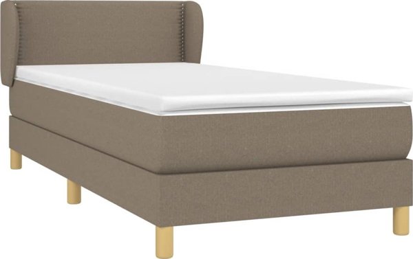 vidaXL Κρεβάτι Continental με Στρώμα, taupe, ύφασμα, 90x190 cm