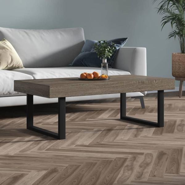 vidaXL Stolik kawowy, γκρι-μαύρο, 120x60x40 cm, MDF και σίδηρος