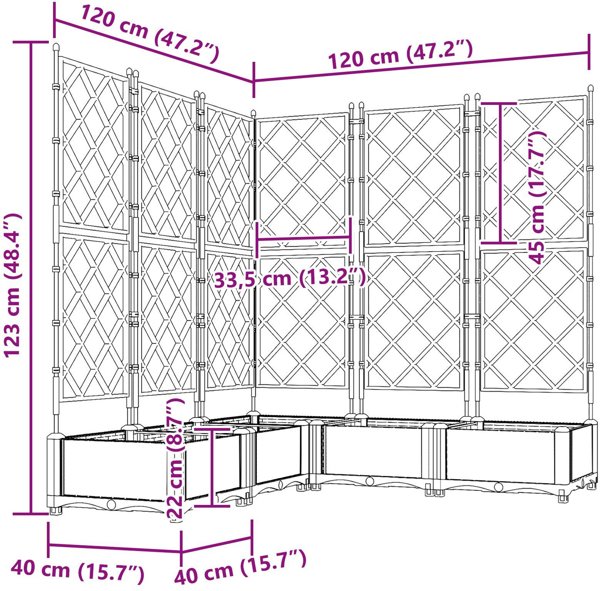 vidaXL Γλάστρα Κήπου 120 x 120 x 125,5 εκ. από Πλαστικό, Ανοιχτό Γκρι
