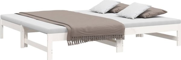 vidaXL Lozko rozsuwane, biale, 2x(75x190) cm, lite drewno sosnowe