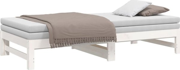 vidaXL Lozko rozsuwane, biale, 2x(75x190) cm, lite drewno sosnowe