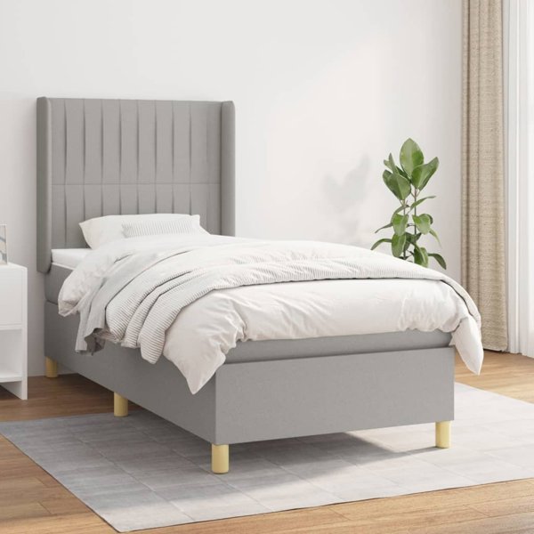 vidaXL Continental Κρεβάτι με Στρώμα, Ανοιχτό Γκρι, Ύφασμα 100x200 cm