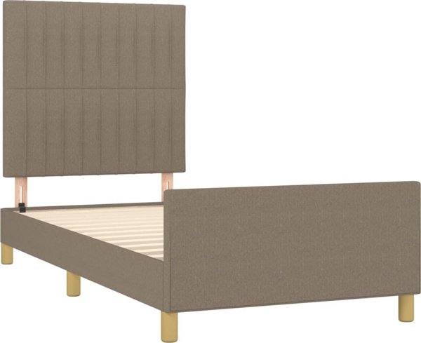 vidaXL Σκελετός κρεβατιού με κεφαλάρι, taupe, 80x200 εκ, υφασμάτινη επένδυση