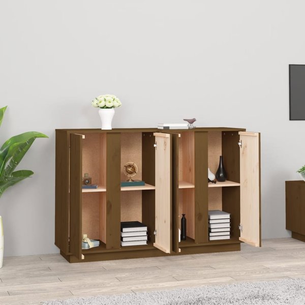 vidaXL Ντουλάπι, μελί καφέ, 120x35x80 εκ., μασίφ πεύκο