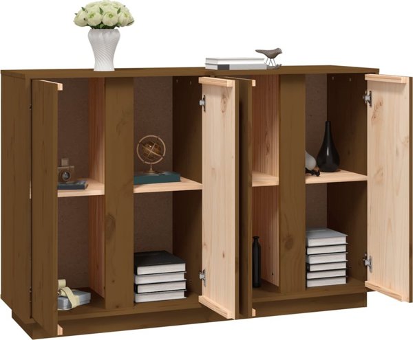 vidaXL Ντουλάπι, μελί καφέ, 120x35x80 εκ., μασίφ πεύκο