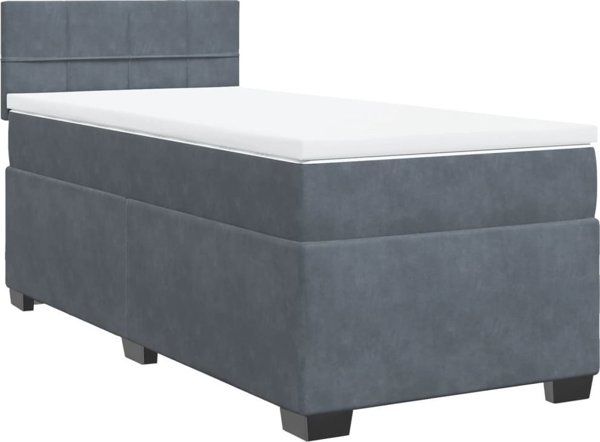 vidaXL Κρεβάτι Continental με Στρώμα, Σκούρο Γκρι Βελούδο, 90x200 εκ.