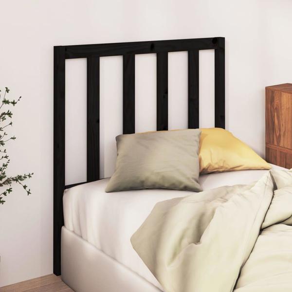 vidaXL Wezglowie κρεβατιού, μαύρο, 81x4x100 εκ., μασίφ πεύκο