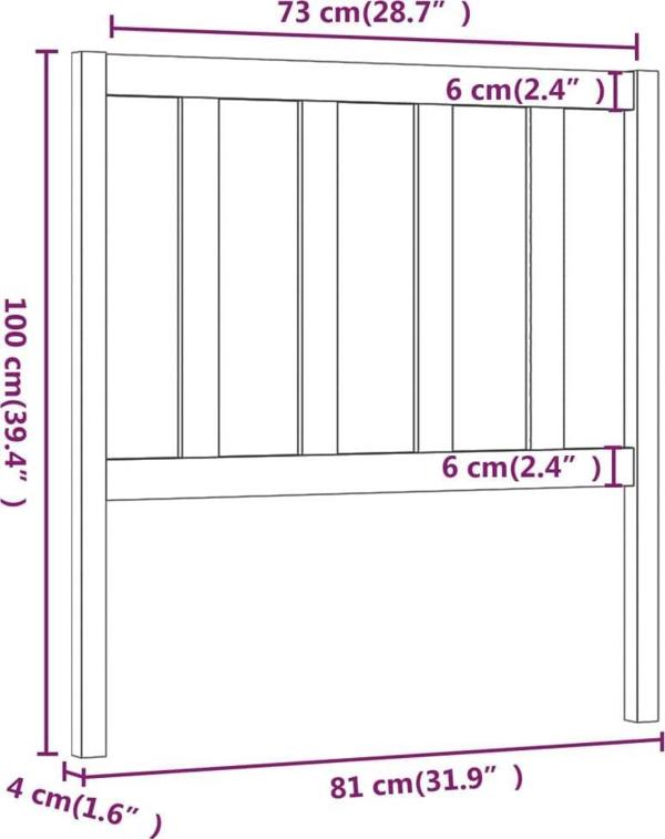 vidaXL Wezglowie κρεβατιού, μαύρο, 81x4x100 εκ., μασίφ πεύκο