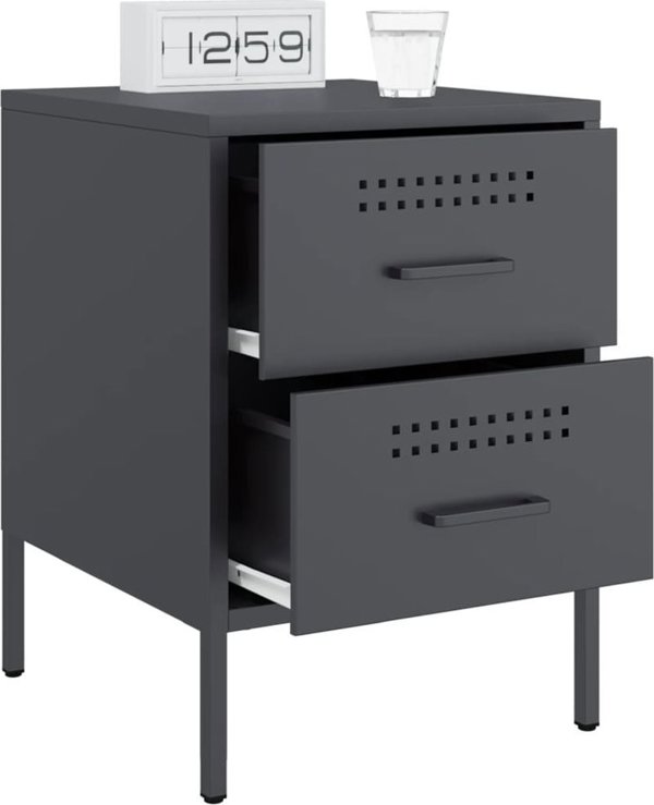 vidaXL Szafki nocne, 2 szt., antracytowe, 36x39x50,5 cm, stal