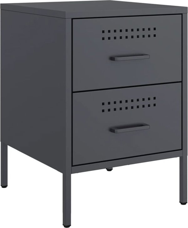 vidaXL Szafki nocne, 2 szt., antracytowe, 36x39x50,5 cm, stal