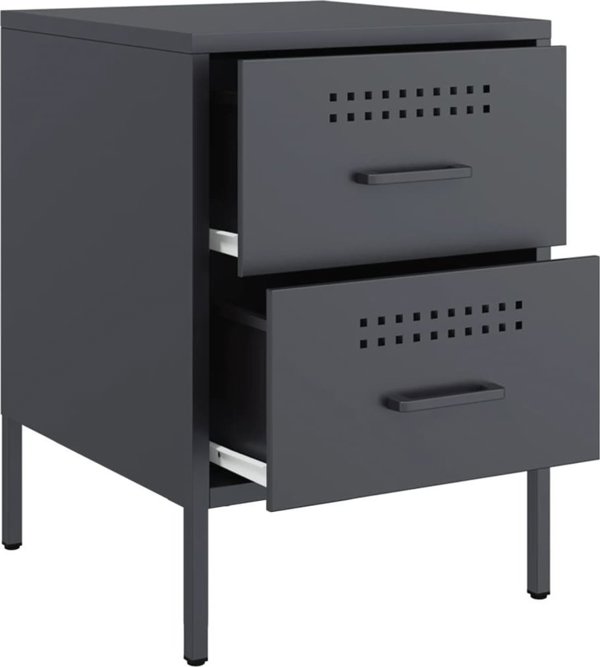 vidaXL Szafki nocne, 2 szt., antracytowe, 36x39x50,5 cm, stal
