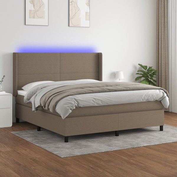 vidaXL Λουτζκο Κοντινενταλνε με στρωμα, taupe, 160x200 cm, tkanina