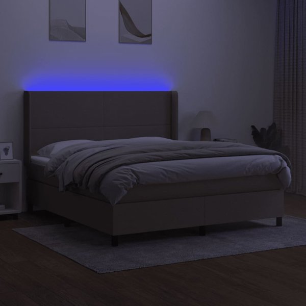 vidaXL Λουτζκο Κοντινενταλνε με στρωμα, taupe, 160x200 cm, tkanina